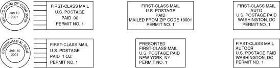 This graphic shows First-Class Mail Permit Imprints.