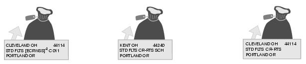 This graphics shows the sack preparation for Standard Mail Enhanced Carrier Route Flats as described in the text.