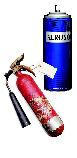 Photo of aerosol can and fire extingisher