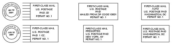 This graphic shows First-Class Mail Permit Imprints.