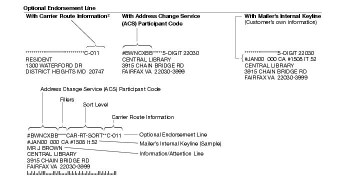 This graphic shows the optional endorsement line as described in the text.
