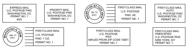 This graphic shows First-Class Mail Permit Imprints.