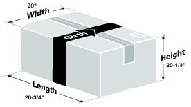 This graphic shows a rectangular box with dimension for length, height, and width as described in the text