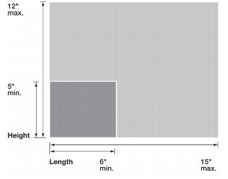 First-class mail, standard mail, bound printed matter, and periodicals specifications. Image shows physical standards for automated flat processing.