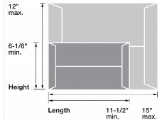 Flat dimensions. Image shows minimum and maximum size for flats.