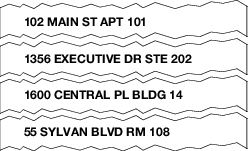 Unit designators are printed on delivery address line.